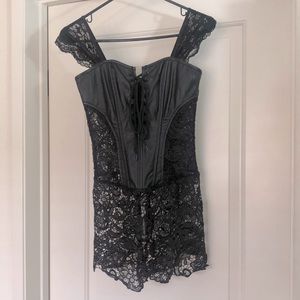 NWOT Black Lace PVC Corset Top S